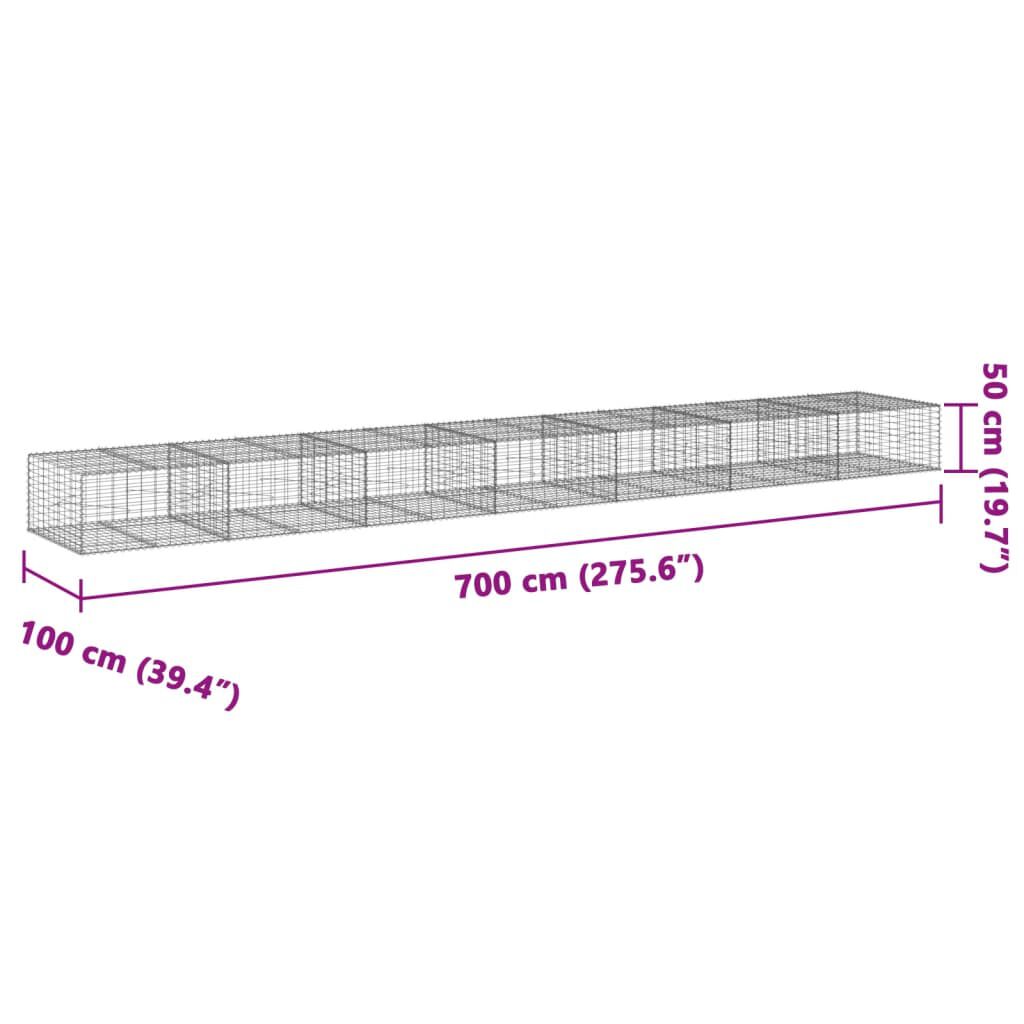 vidaXL Συρματοκιβώτιο με Κάλυμμα 700x100x50εκ. από Γαλβανισμένο Χάλυβα