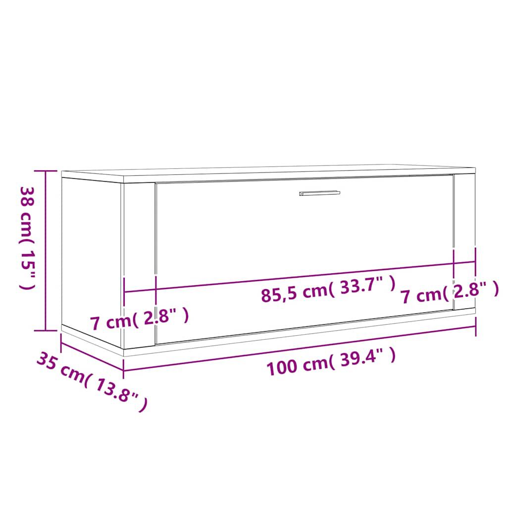 vidaXL Παπουτσοθήκη Επιτοίχια Καπνιστή Δρυς 100x35x38 εκ. Επεξ. Ξύλο