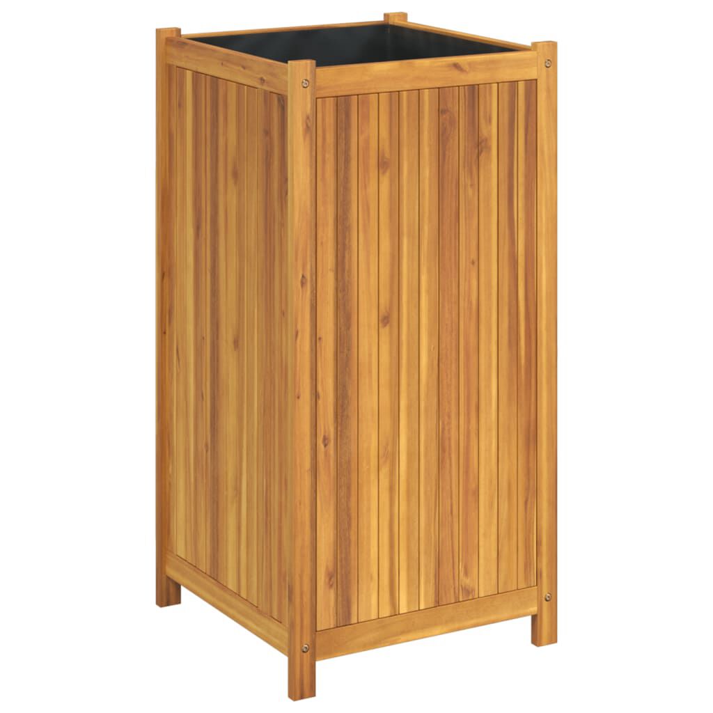 vidaXL Ζαρντινιέρα Κήπου με Επένδυση 50x50x100 εκ. Μασίφ Ξύλο Ακακίας
