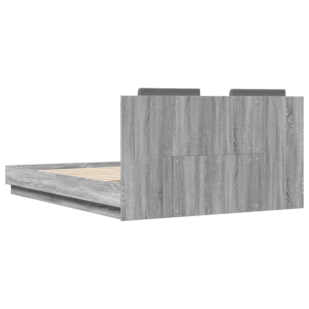 vidaXL Πλαίσιο Κρεβατιού με Κεφαλάρι Γκρι Sonoma 150x200εκ. Επεξ. Ξύλο