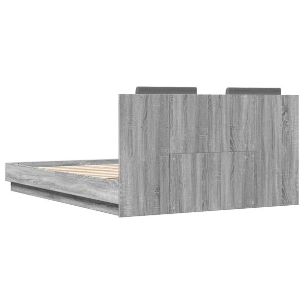 vidaXL Πλαίσιο Κρεβατιού με Κεφαλάρι Γκρι Sonoma 150x200εκ. Επεξ. Ξύλο