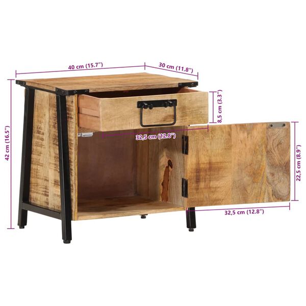 vidaXL Κομοδίνο 40x30x42 εκ. από Μασίφ Ξύλο Μάνγκο