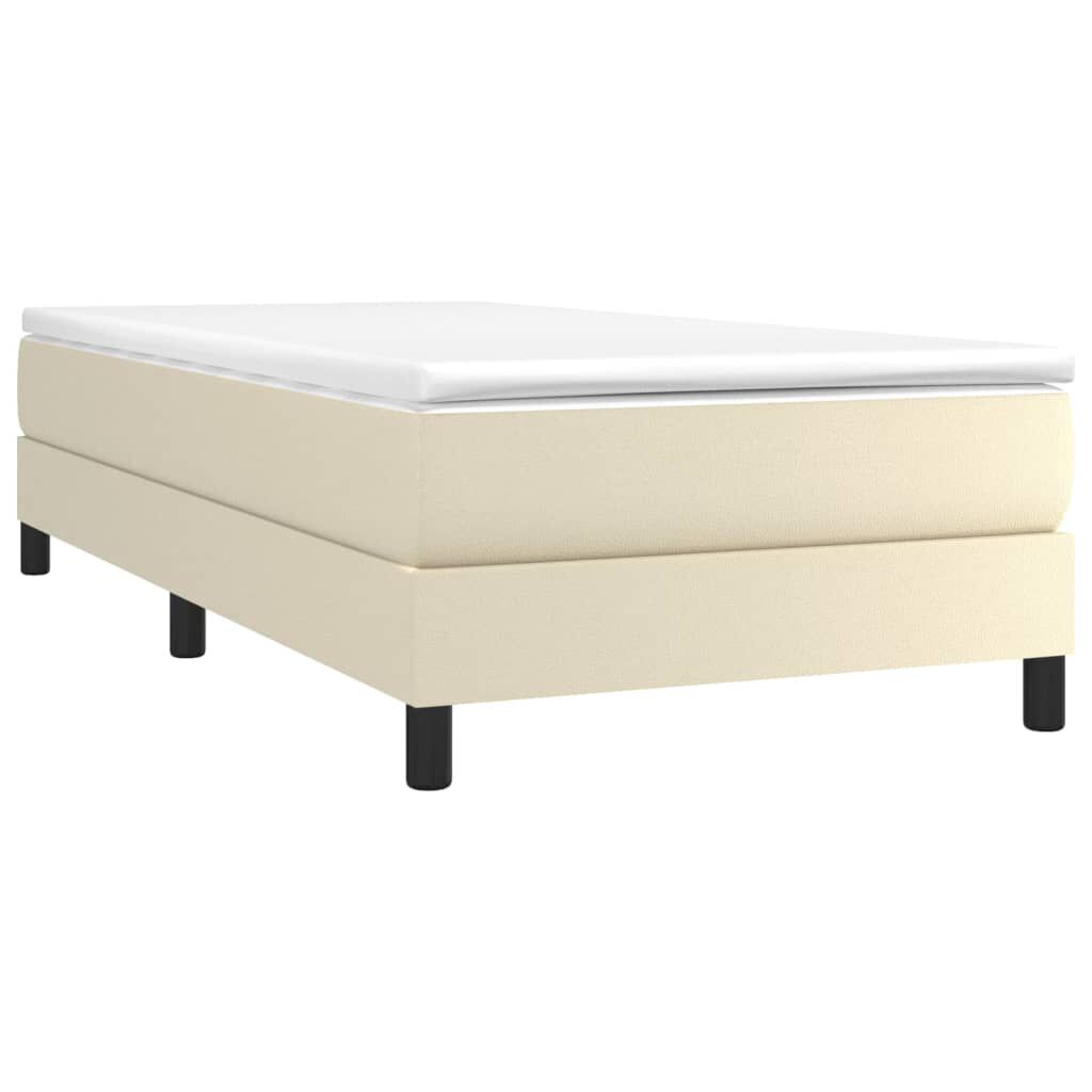 vidaXL Κρεβάτι Boxspring με Στρώμα Κρεμ 100x200εκ. από Συνθετικό Δέρμα