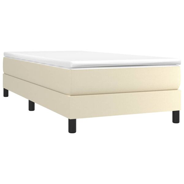 vidaXL Κρεβάτι Boxspring με Στρώμα Κρεμ 100x200εκ. από Συνθετικό Δέρμα