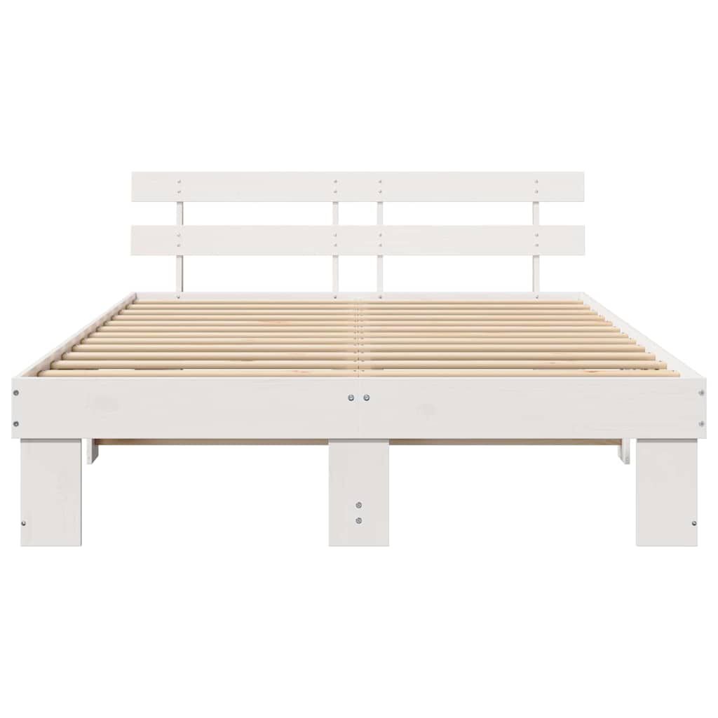 vidaXL Σκελετός Κρεβατιού Λευκό 140 x 200 cm Μασίφ ξύλο πεύκου
