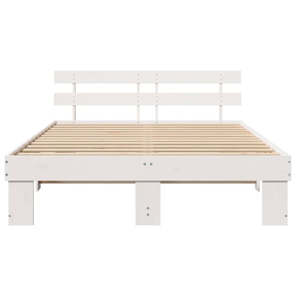 vidaXL Σκελετός Κρεβατιού Λευκό 140 x 200 cm Μασίφ ξύλο πεύκου