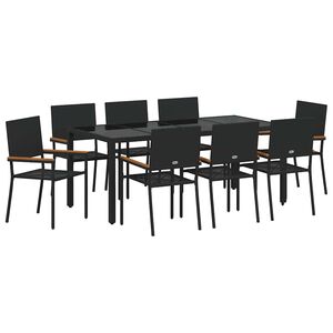 vidaXL &Sigma;έ&tau; &phi;&alpha;&gamma;&eta;&tau;&omicron;ύ &gamma;&iota;&alpha; &kappa;ή&pi;&omicron; 9 pcs &Mu;&alpha;ύ&rho;&omicron; &sigma;&upsilon;&nu;&theta;&epsilon;&tau;&iota;&kappa;ό &rho;&alpha;&tau;ά&nu;
