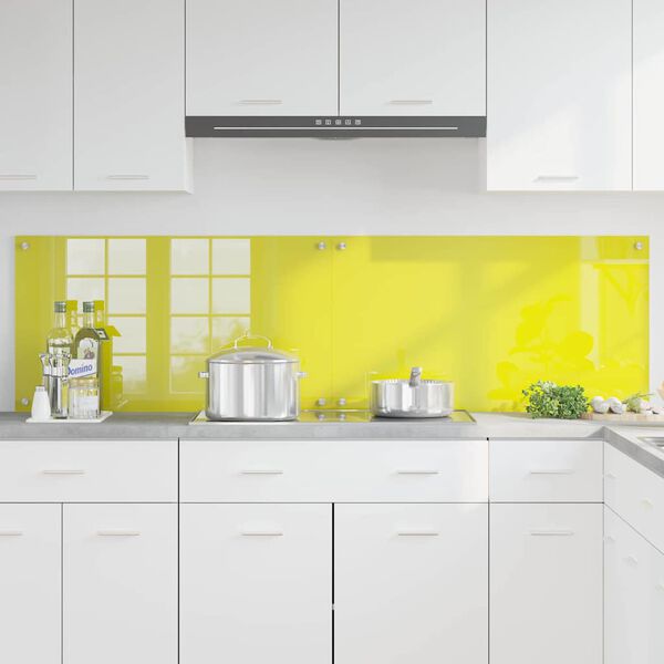 vidaXL Πίσω Πάνελ Κουζίνας 2 pcs Κίτρινο 90 x 50 cm σκληρυμένο γυαλί