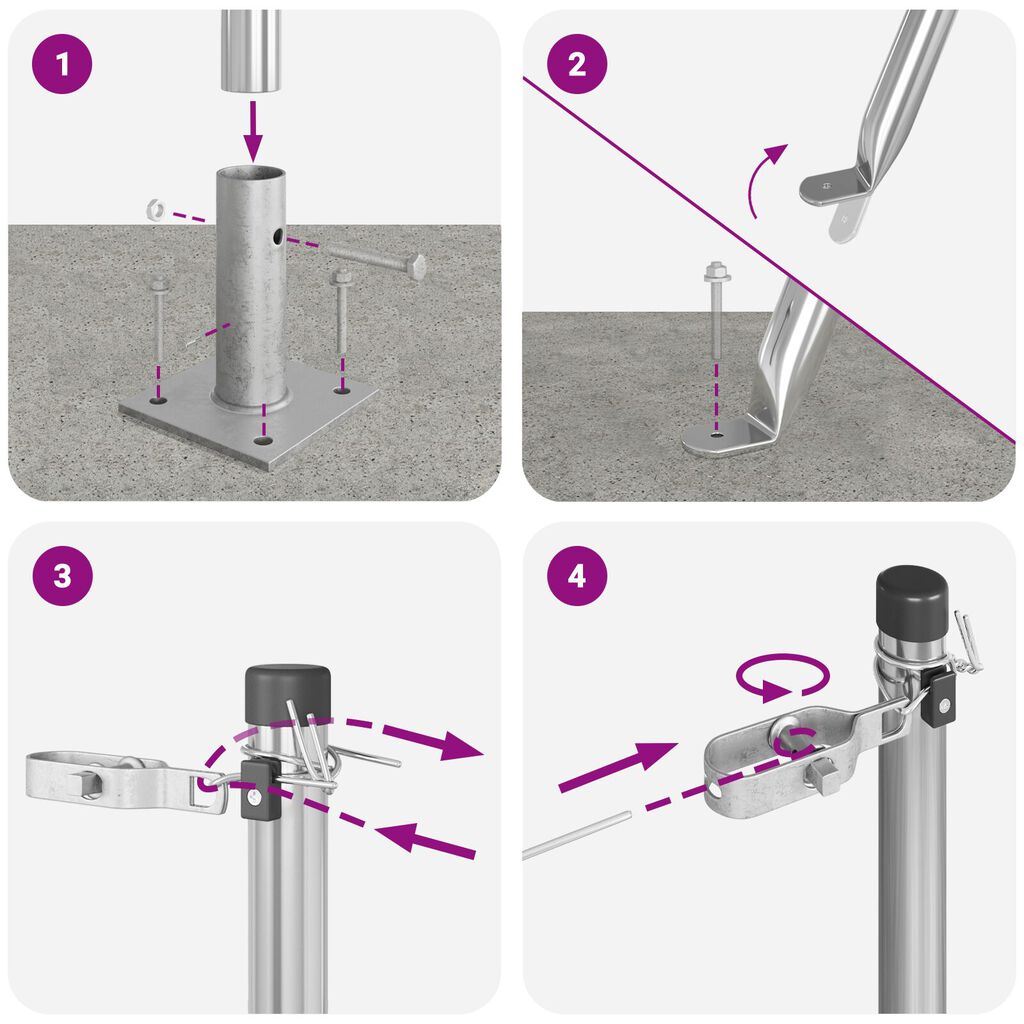 vidaXL Στερεωμένα πόδια φence με βάση 7 τεμ Ø32mm 68,5cm Γαλβανισμένο Ατσάλι