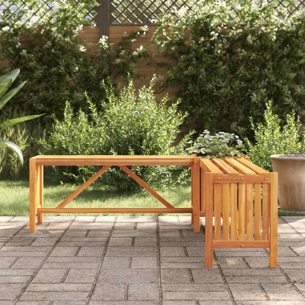 vidaXL Παγκάκι Γωνιακό Κήπου με Γλάστρα 117x117x40 εκ. Ξύλο Ακακίας