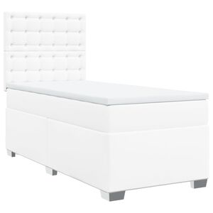 vidaXL Κρεβάτι Boxspring με Στρώμα Λευκό 80 x 200 εκ. Συνθετικό Δέρμα