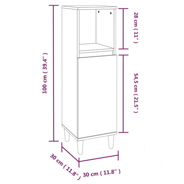 vidaXL Ντουλάπι Μπάνιου Γκρι Sonoma 30x30x100 εκ. Επεξεργασμένο Ξύλο