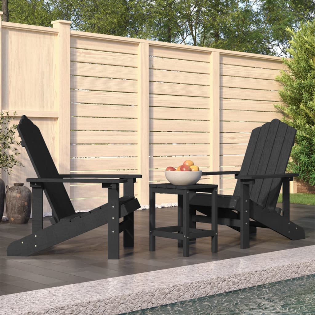 vidaXL Καρέκλες Κήπου Adirondack Ανθρακί από HDPE με Τραπεζάκι