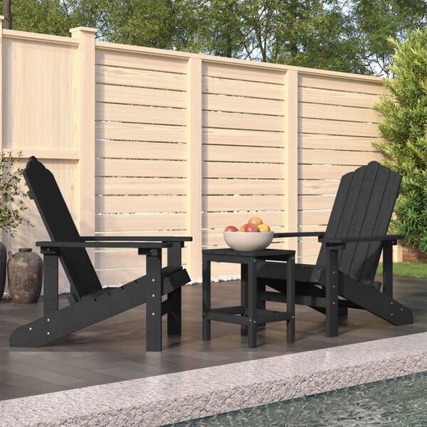 vidaXL Καρέκλες Κήπου Adirondack Ανθρακί από HDPE με Τραπεζάκι