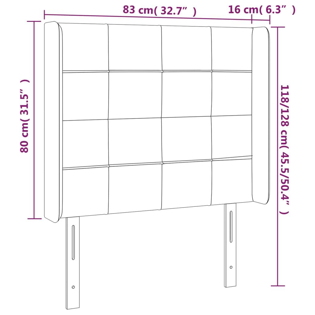 vidaXL Κεφαλάρι Κρεβατιού LED Σκούρο Καφέ 83x16x118/128 εκ. Υφασμάτινο