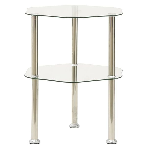 vidaXL Τραπεζάκι Σαλονιού 2 Επιπέδων Διαφανές 38x38x50 εκ. Ψημ. Γυαλί