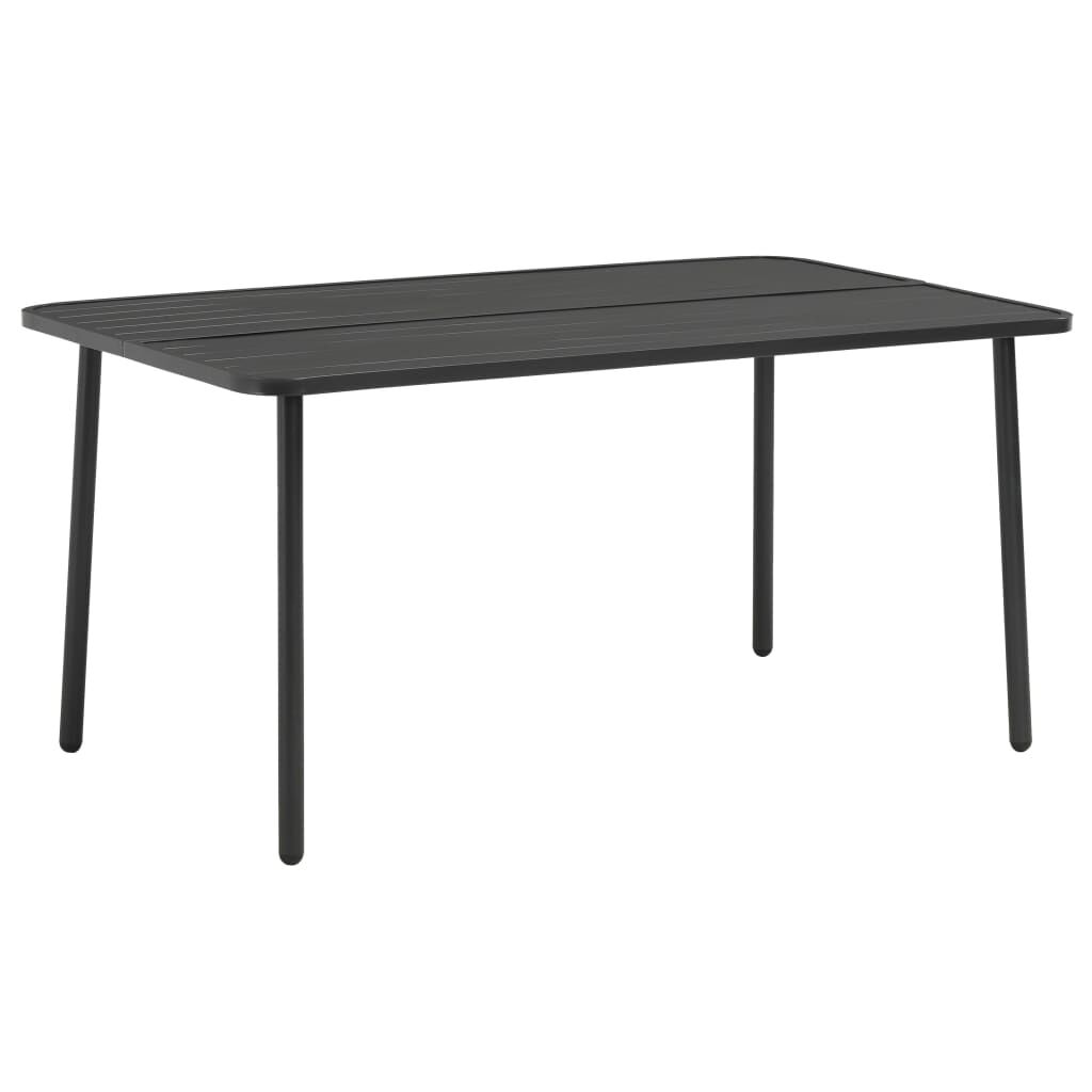 vidaXL Τραπέζι Κήπου Σκούρο Γκρι 150 x 90 x 72 εκ. Ατσάλινο