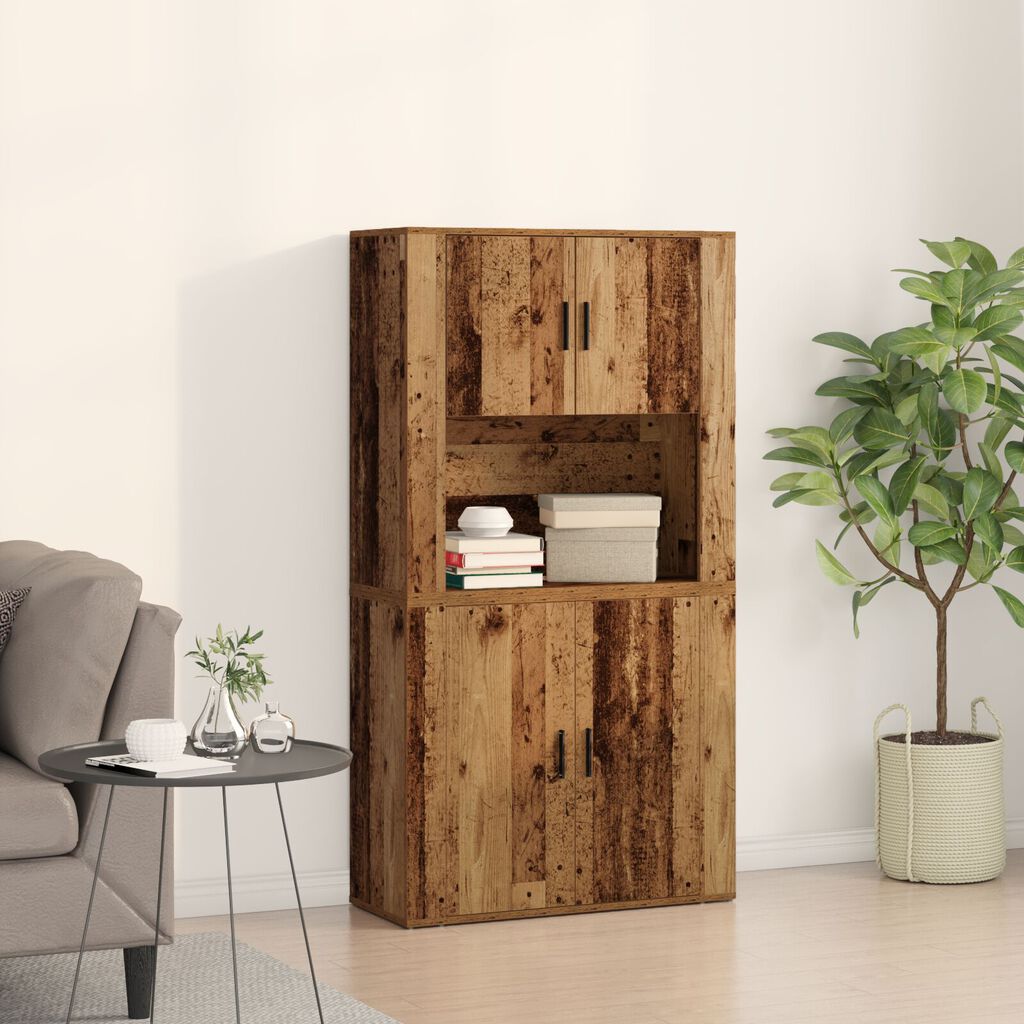 vidaXL Υψηλό Κιβώτιο Παλιού Ξύλου 80x33x150 εκ. Κατασκευασμένο από Ξύλο Συνθετικής Ύλης