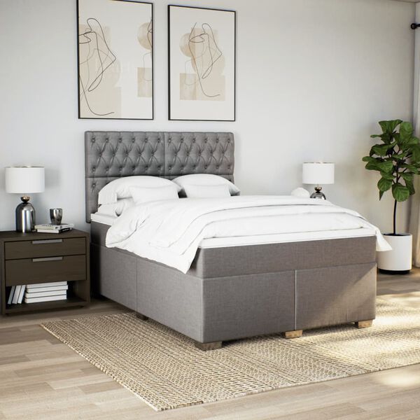vidaXL &Kappa;&rho;&epsilon;&beta;ά&tau;&iota; Boxspring &mu;&epsilon; &Sigma;&tau;&rho;ώ&mu;&alpha; Taupe 140x200 &epsilon;&kappa;. &Upsilon;&phi;&alpha;&sigma;&mu;ά&tau;&iota;&nu;&omicron;