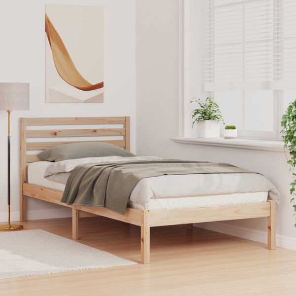 vidaXL Σκελετός Κρεβατιού Καφέ 100 x 200 cm Συμπαγές ξύλο πεύκου