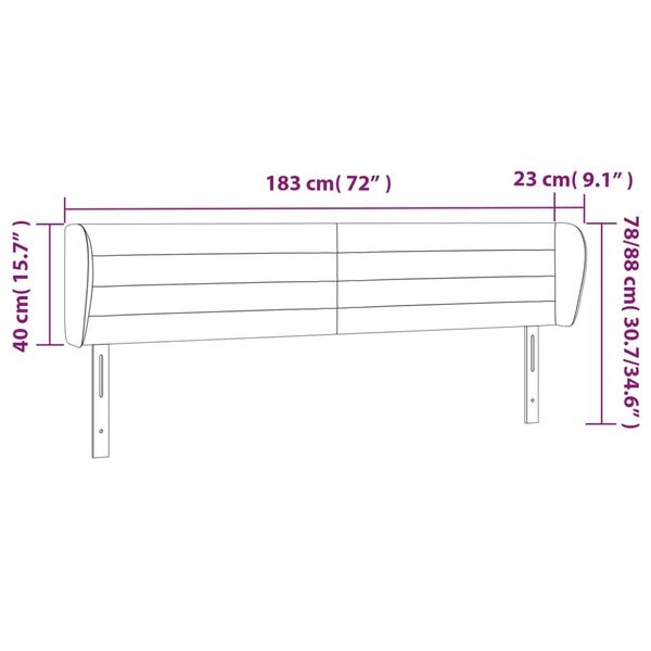 vidaXL Κεφαλάρι με Πτερύγια Μαύρο 183x23x78/88 εκ. Βελούδινο