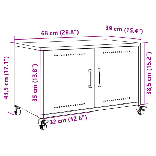 vidaXL Έπιπλο Τηλεόρασης Πράσινο Λαδί 68x39x43,5 εκ. από Ατσάλι