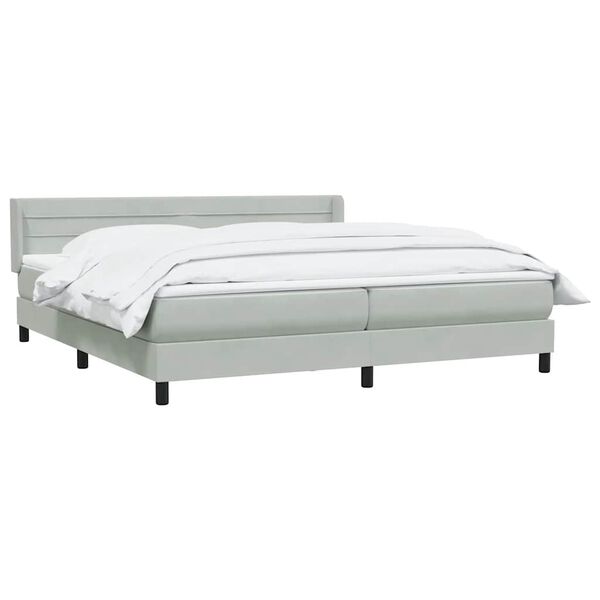 vidaXL Box Spring κρεβάτι με στρώμα ανοιχτό γκρι 180x220 cm Βελούδινο