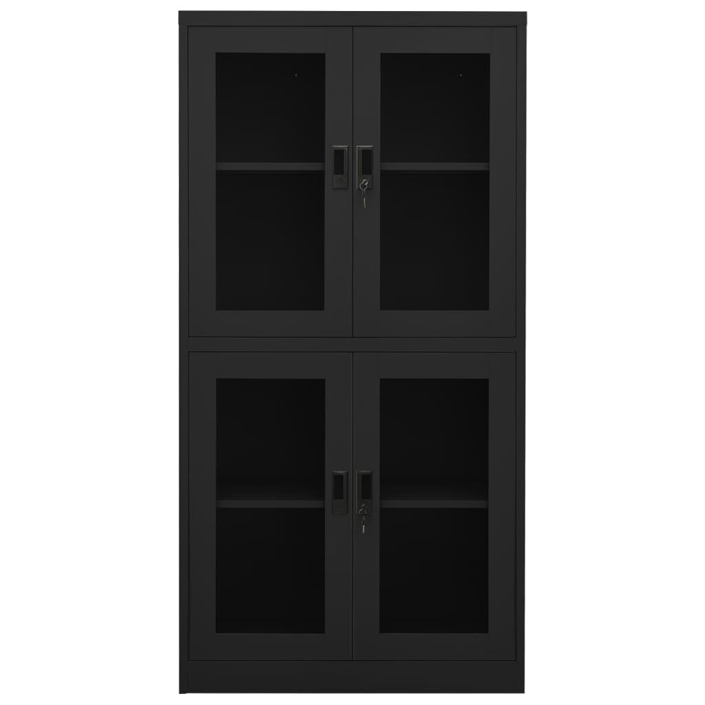 vidaXL Ντουλάπα Γραφείου Ανθρακί 90x40x180 εκ. από Ατσάλι/Ψημένο Γυαλί