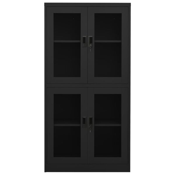 vidaXL Ντουλάπα Γραφείου Ανθρακί 90x40x180 εκ. από Ατσάλι/Ψημένο Γυαλί