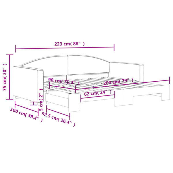 vidaXL Καναπές Κρεβάτι Συρόμενος Γκρι / Μπεζ 90 x 200 εκ. Υφασμάτινος