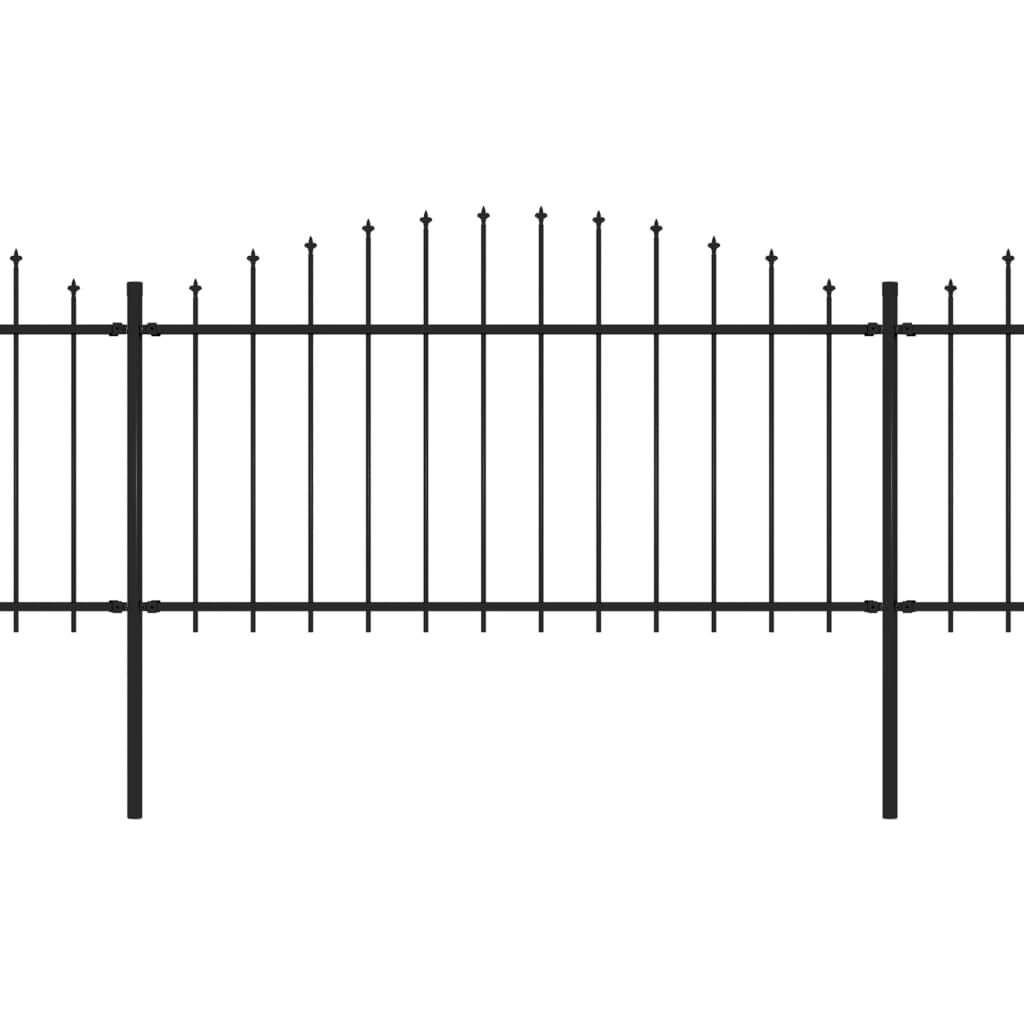 vidaXL Κάγκελα Περίφραξης με Λόγχες Μαύρα (1,25-1,5) x 3,4 μ. Ατσάλινα