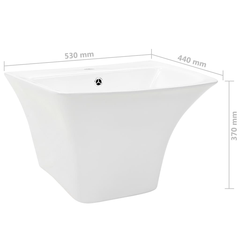vidaXL Νιπτήρας Επιτοίχιος Λευκός 530 x 440 x 370 χιλ. Κεραμικός