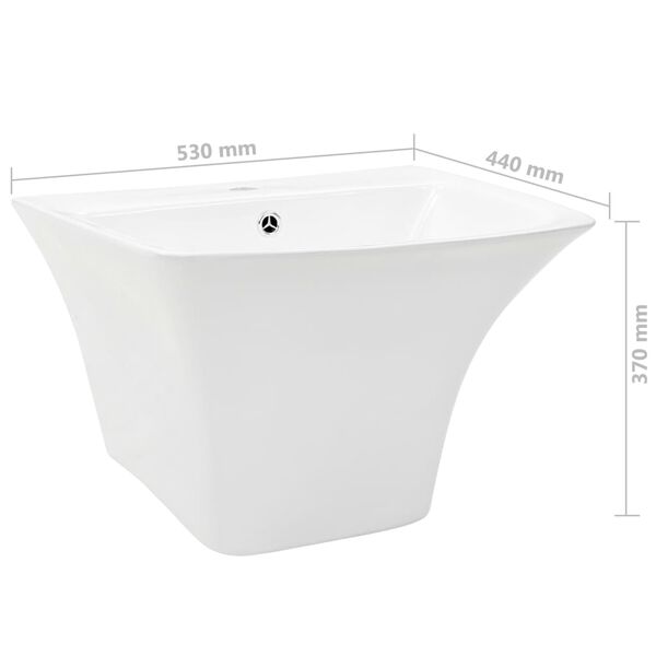vidaXL Νιπτήρας Επιτοίχιος Λευκός 530 x 440 x 370 χιλ. Κεραμικός