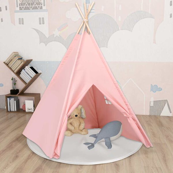 vidaXL Σκηνή Teepee Παιδική Ροζ 120x120x150 εκ. Peach Skin με Σάκο