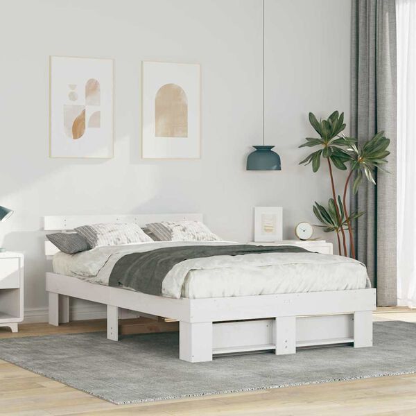 vidaXL Σκελετός Κρεβατιού Λευκό 120 x 200 cm Μασίφ ξύλο πεύκου