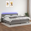 vidaXL &Kappa;&rho;&epsilon;&beta;ά&tau;&iota; Boxspring &mu;&epsilon; &Sigma;&tau;&rho;ώ&mu;&alpha; & LED &Sigma;&kappa;.&Gamma;&kappa;&rho;&iota; 200x200&epsilon;&kappa;. &Upsilon;&phi;&alpha;&sigma;&mu;ά&tau;&iota;&nu;&omicron;