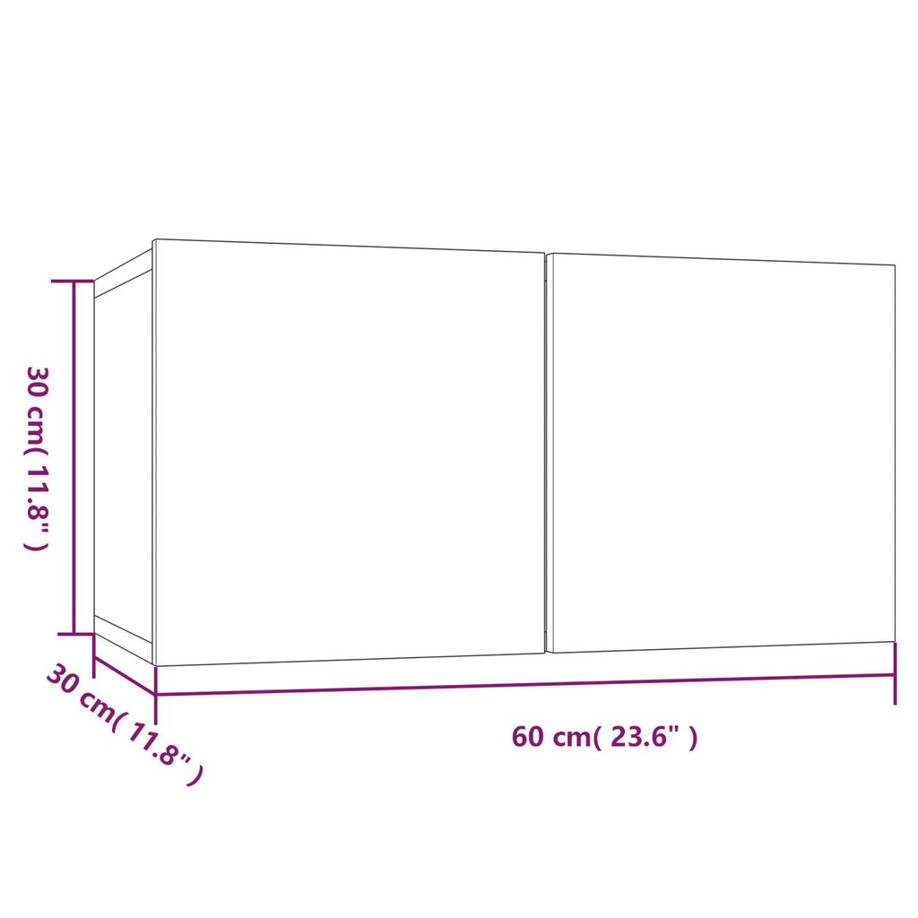 vidaXL Έπιπλα Τηλεόρασης Κρεμαστά 3 τεμ. Γκρι 60x30x30 εκ. Επεξ. Ξύλο