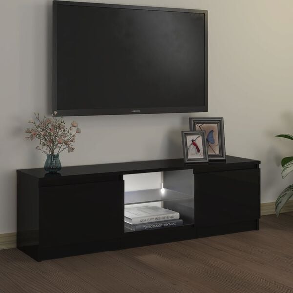 vidaXL Έπιπλο Τηλεόρασης με LED Μαύρο 120 x 30 x 36 εκ.