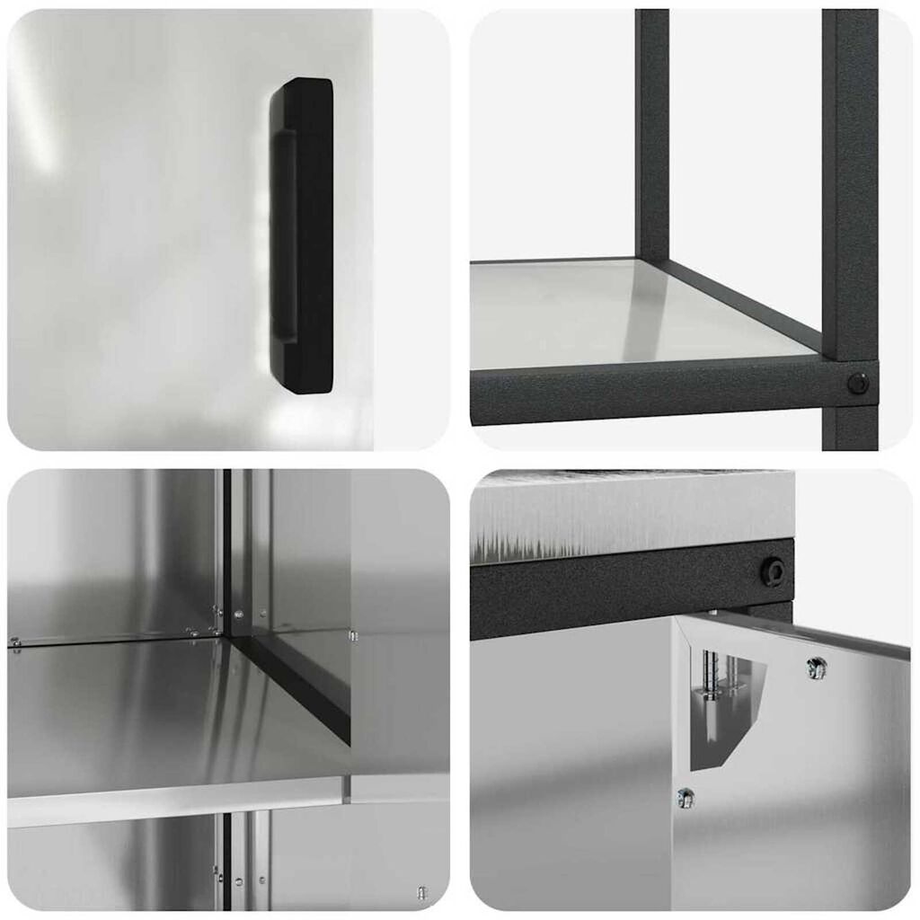 vidaXL Σετ Αποθήκευσης Κουζίνας με ράφι 2 pcs Ασημί 150 x 50 x 92 εκ.