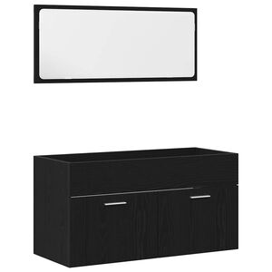 vidaXL Σετ Επίπλων Μπάνιου 2 pcs Μαύρη Οξυά 90 x 38.5 x 46 cm