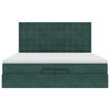 vidaXL Οθωμανικό κρεβάτι με στρώματα & LEDs Σκούρο πράσινο Βελούδο