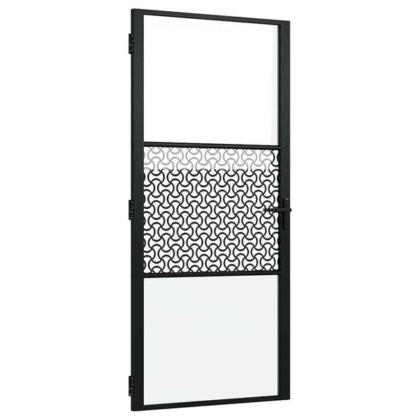vidaXL Εσωτερική Πόρτα Μαύρο 93 x 201.5 cm Tempered γυαλί, Αλουμίνιο