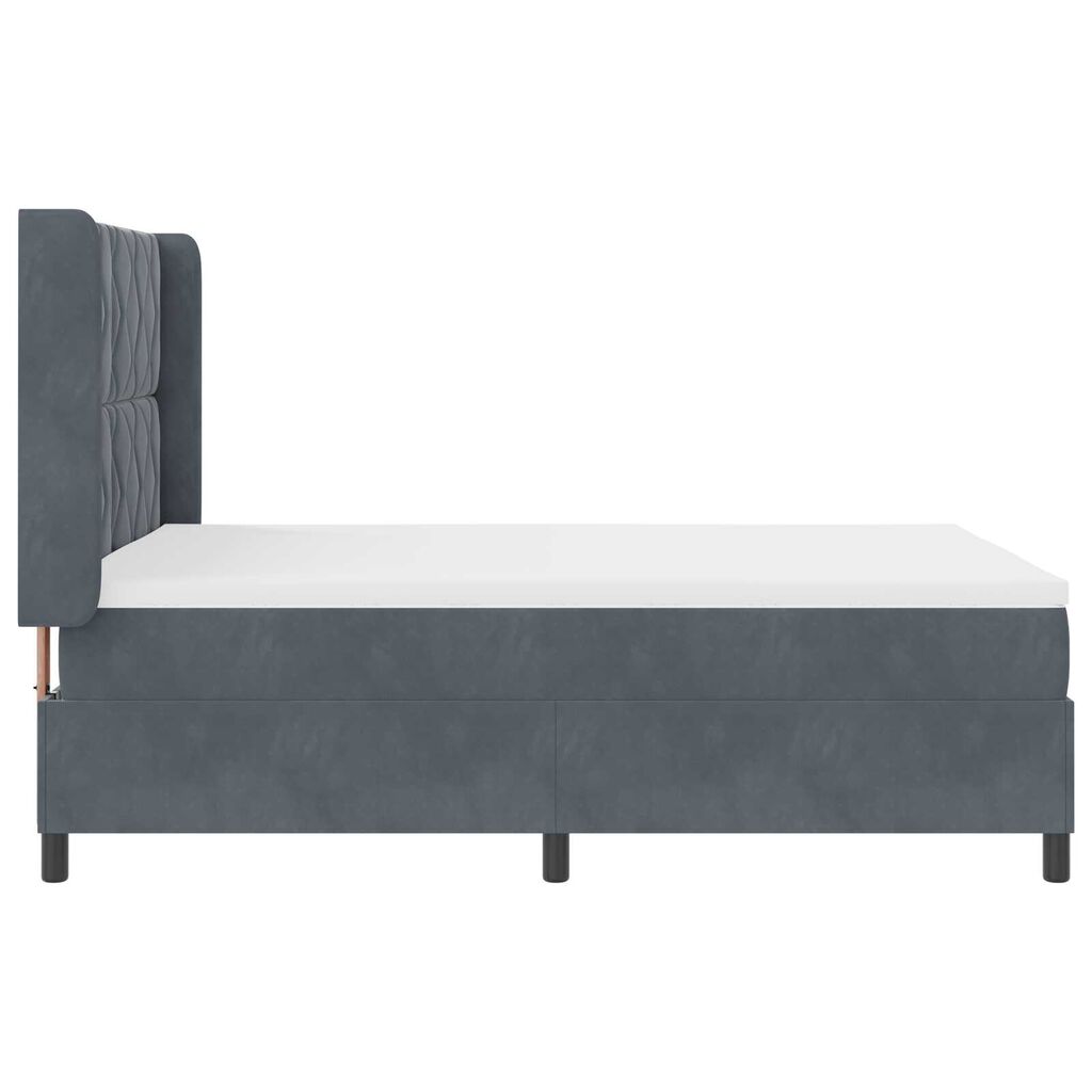 vidaXL Κρεβάτι Box Spring LED με Στρώμα Σκούρο Γκρι 140 x 190 cm