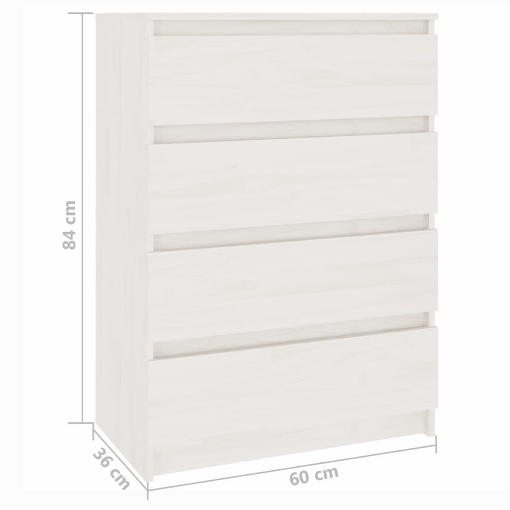vidaXL Βοηθητικό Ντουλάπι Λευκό 60 x 36 x 84 εκ. από Μασίφ Ξύλο Πεύκου