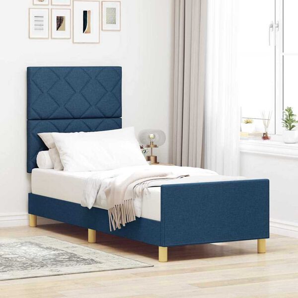 vidaXL Σκελετός Κρεβατιού με κεφαλάρι Μπλε 80 x 200 cm ύφασμα