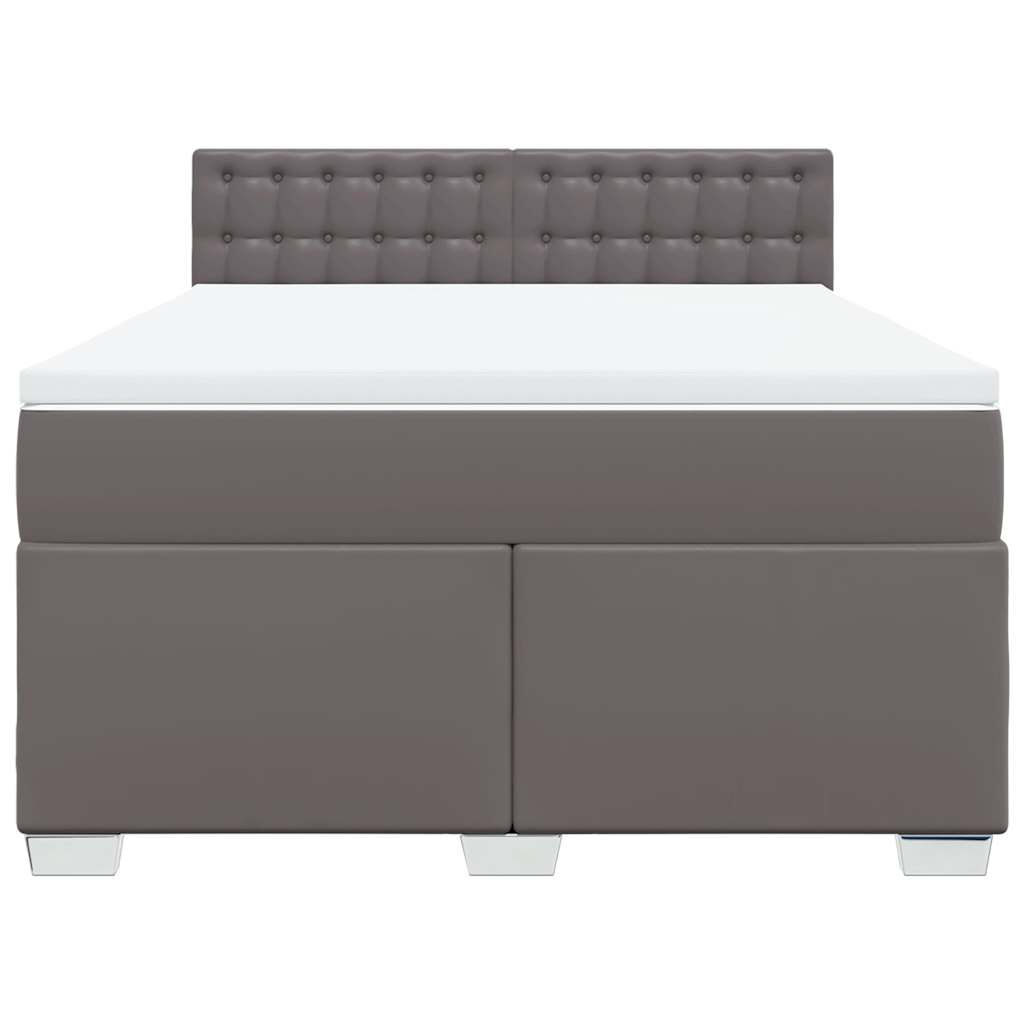 vidaXL Κρεβάτι Boxspring με Στρώμα Γκρι 140x190εκ. από Συνθετικό Δέρμα