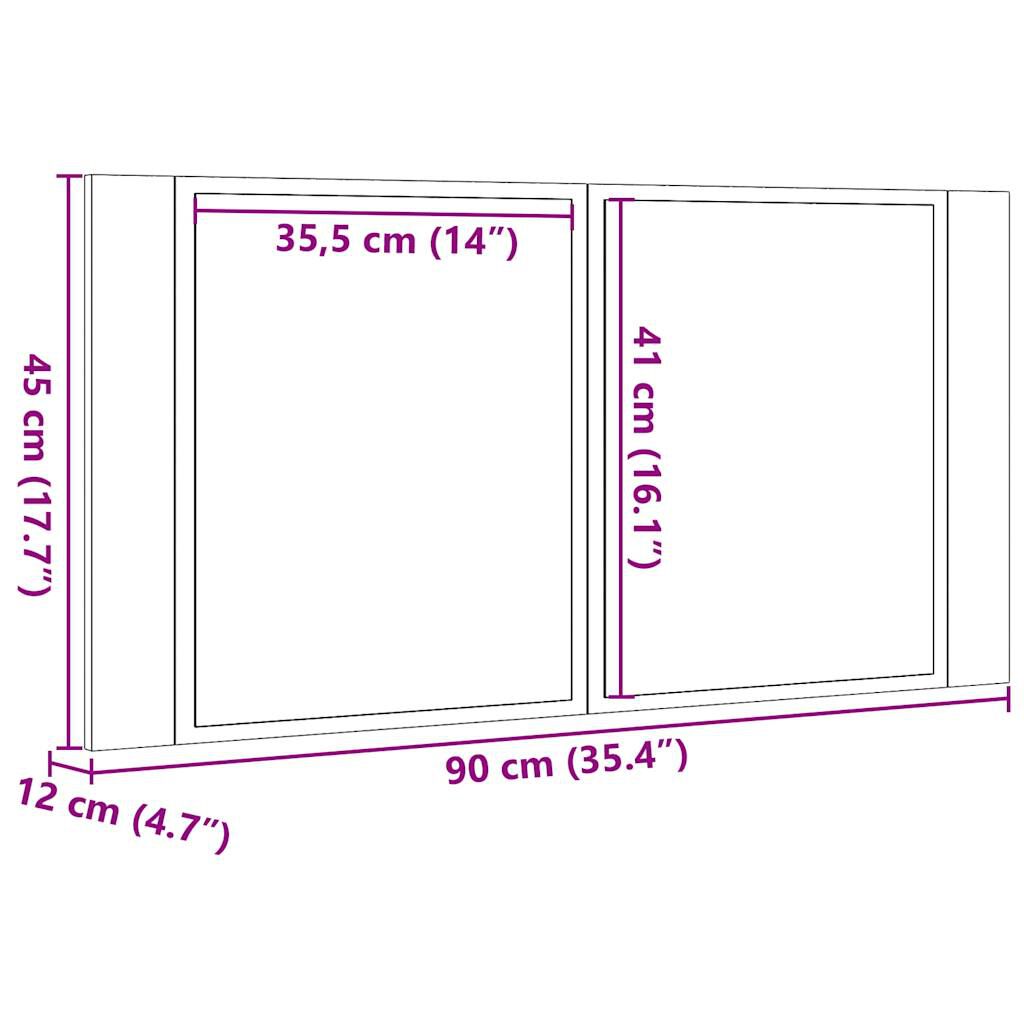 vidaXL Καθρέφτης Ντουλάπι Αρτισιανή Δρυς 90x12x45 εκ. Επεξ. Ξύλο
