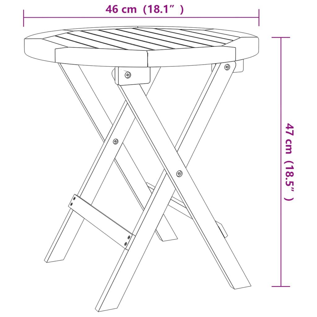 vidaXL Τραπέζι Bistro Ø46 x 47 εκ. από Μασίφ Ξύλο Ακακίας