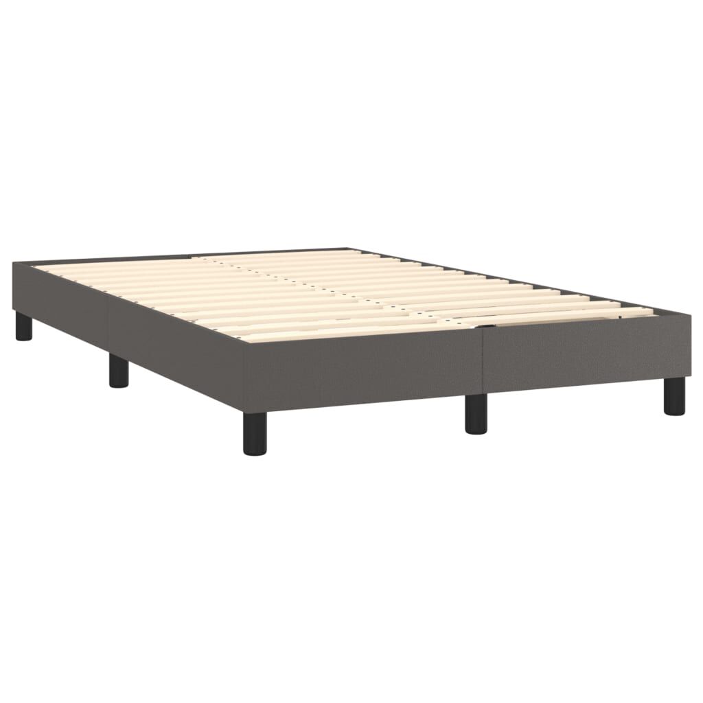vidaXL Κρεβάτι Boxspring με Στρώμα Γκρι 120x200εκ. από Συνθετικό Δέρμα