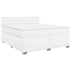 vidaXL Κρεβάτι Boxspring με Στρώμα Λευκό 180x200 εκ. Συνθετικό Δέρμα